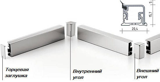 Треугольный вогнутый плинтус для столешниц